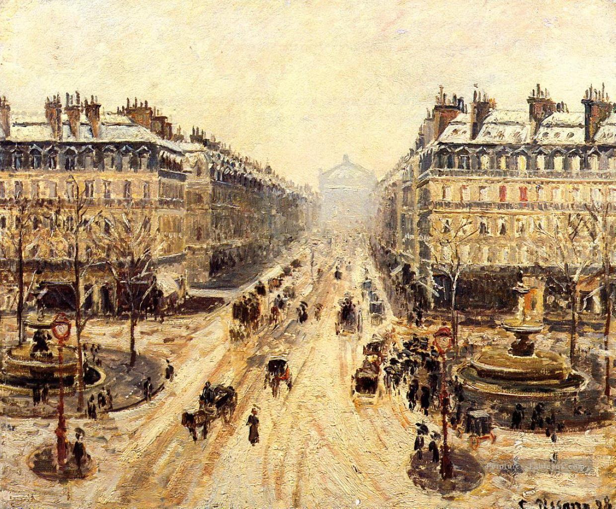 avenue de l opéra effet de neige 1898 Camille Pissarro Peintures à l'huile